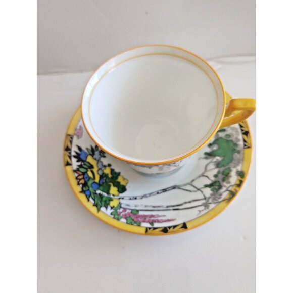 Antique Adderley Ware England Silver Birch Bone China Teacup & Saucer 1910-1919 - Picture 6 of 13